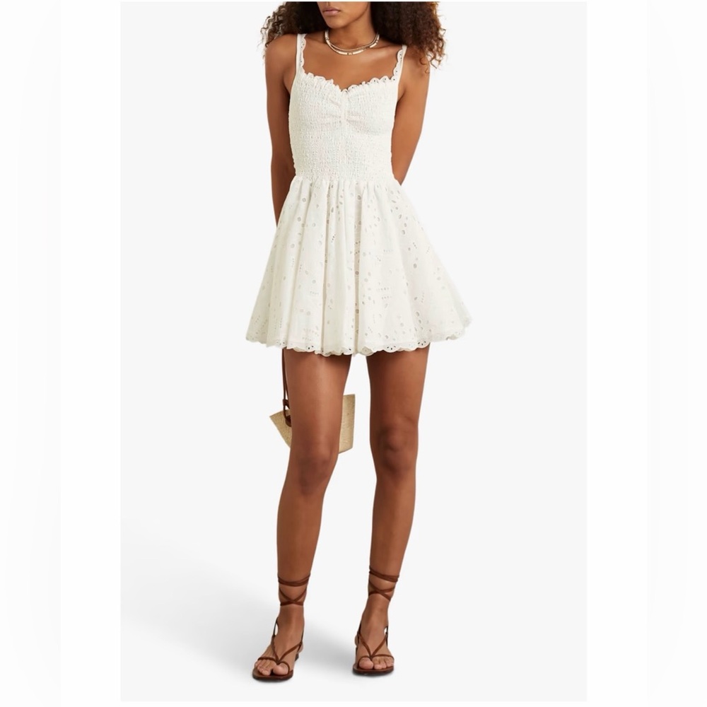 CHARO RUIZ IBIZA Lina shirred broderie anglaise cotton-blend mini dress